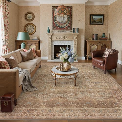 HUGEAR 8x10 Area Rugs Red Brown Washable Rug - Image 2