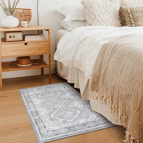 KUTA Rugs for Entryway Oriental Small Washable Area Rug 2x3 Grey - Image 3