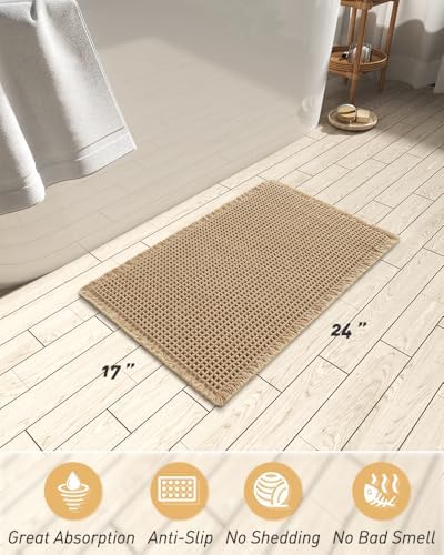 Upgraded Waffle Bath Mat Ultra Absorbent Non Slip Bathroom Mat, 17" x 24" - Image 2