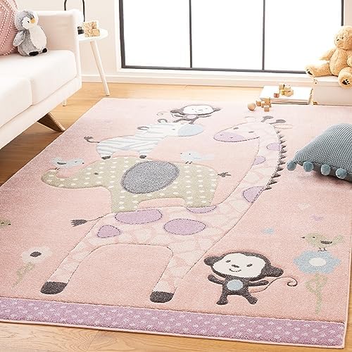 SAFAVIEH Carousel Kids Area Rug 9'x12', Modern Blush Pink CRK120U by Unknown