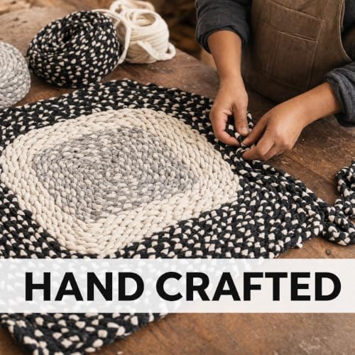 3X5ft Country Cottage Black/Gray Braided Rug - Farmhouse Rug for Entryway - Image 7