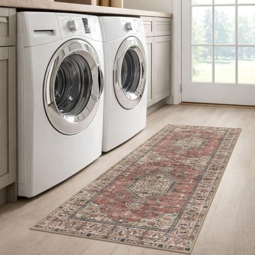 KUTA Vintage Washable Runner Rug 2x5 Runners Terracotta 5ft Hallway Rug - Image 4