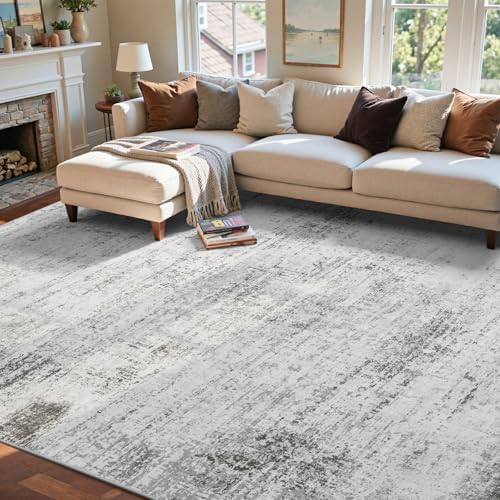 6x9 Ft Abstract Washable Area Rugs for Living Room Grey - Image 3