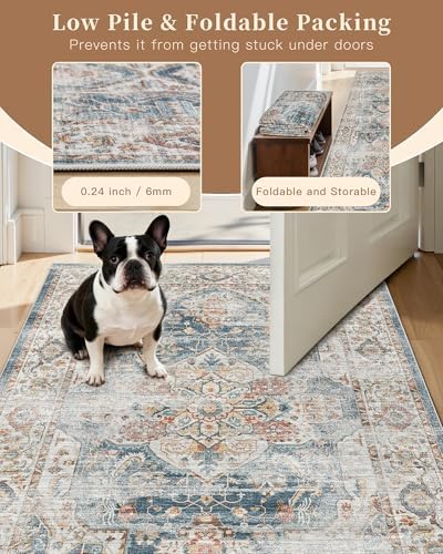 Madane Washable Runner Rugs 2x10 Long for Hallway Kitchen, Navy - Image 6