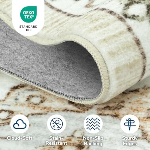 Lessymo Washable Area Rug 5x7 for Living Room, Soft Bedroom Boho Rugs Beige - Image 7