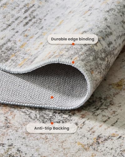 Amada Washable 10'x14' Abstract Area Rug for Living Room Beige - Image 4