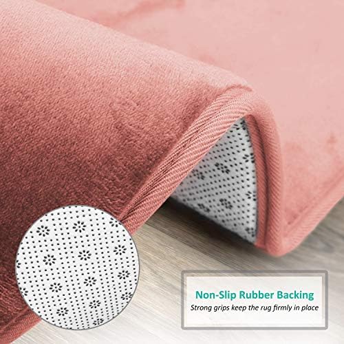 Clara Clark Bathroom Rugs, Velvet Memory Foam Bath Mat, Non-Slip, Machine Washable Bath Rugs - Dries Quickly, Ultra Soft Plush Bath Mats for Bathroom, 17 x 24, Misty Rose - Image 4