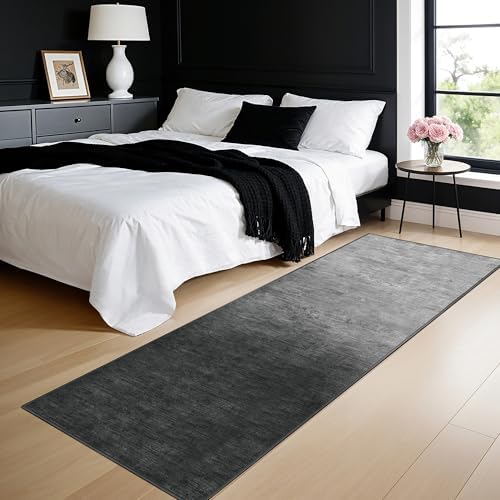 2.7x6 Washable Area Rug, Gray Solid Area Rugs for Living Room & Bedroom - Image 3