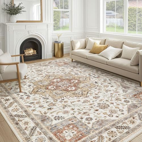 cotiled 10x12 Area Rug for Living Room, Washable, Traditional, Golden Taupe by COTILED