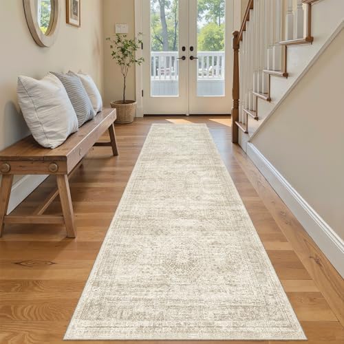Soalmost Runner Rug 2x8 Washable Non-Slip Hallway Kitchen Runners Beige - Image 3