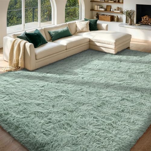 FinRèc Home 8x10 Non-Slip Fluffy Area Rugs for Living Room (Light Green) by FinRe%CC%80cHome