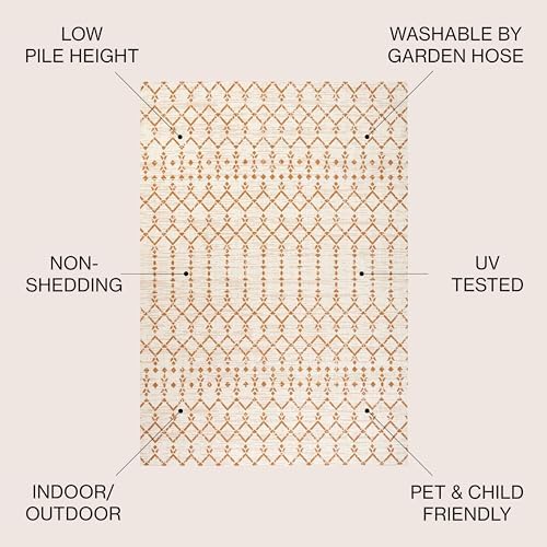 JONATHAN Y Moroccan Geometric Indoor Outdoor Area Rug 9X12 Cream/Orange, Ourika Textured Weave for Backyard, Patio, Porch, Easy-Cleaning, High Traffic, Pet-Friendly, Non-Shedding (SMB108O-9) - Image 3