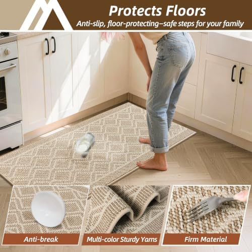 COSY HOMEER Kitchen Rugs Sets of 2 Non-Slip Washable,20”x30“+20”X48“ - Image 5