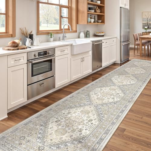 zesthome 2x12 Runner Rug Non Slip,Washable Hallway Runner Rug,Beige - Image 3