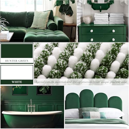 BSICPRO Bathroom Rugs Sets 2 Piece, Non Slip Striped Bath Mat, Hunter Green - Image 2