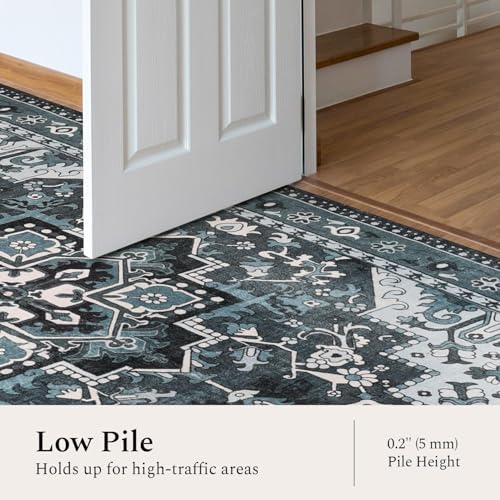 Rugflix 3x5 Entrance Rugs, Washable Dark Navy Blue Entry Small Rug - Image 3