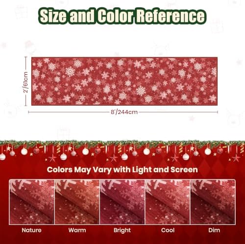 Christmas Runner Rug 2x8, Washable Snowflake Rugs for Living Room, Ultra-Thin Hallway Rug Runner Non Slip, Soft Red Holiday Decor Indoor for Entrance, Bedroom(2'x8', Red/White) - Image 2