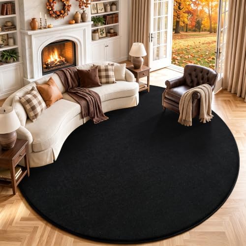 Amearea Black Round Area Rugs 6ft Circle Rugs for Bedroom Living Room by AmeareaDirect