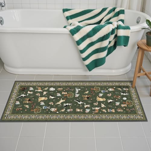 Small Rug for Entryway, 2x3 Washable Dog Door Mat Rug Dark Green - Image 3