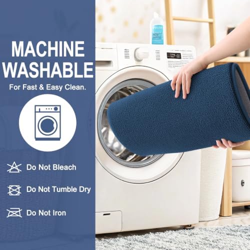 OLANLY Thick Memory Foam Bathroom Rugs 35x24, Soft Absorbent Bath Mat, Navy - Image 6