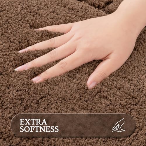 Pauwer Bathroom Rugs Sets 3 Piece, Microfiber Bath Mat Set, Dark Brown - Image 3