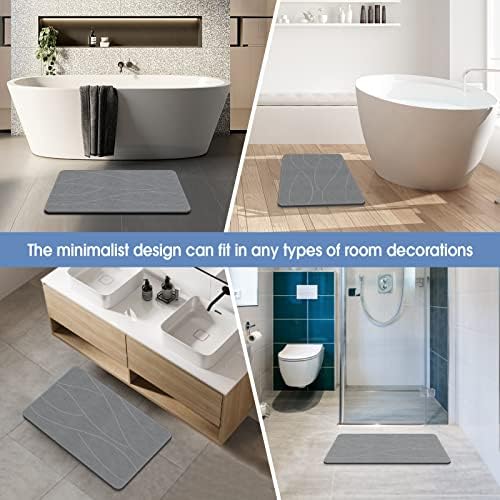 VEELOIM Stone Bath Mat, Diatomaceous Earth Shower Mat for Bathroom Grey - Image 5