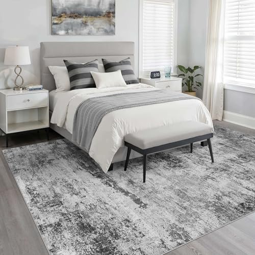 LOONGRUG 5x7 Area Rug Washable Neutral Modern Living Room Rugm Black Gray - Image 4