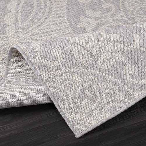 Luul Home Medallion Outdoor Rug 8x10 Washable Outside Carpet for Indoor Patio Porch Waterproof Easy Cleaning Non Shedding Area Rugs Gray 8 x 10 - Image 3