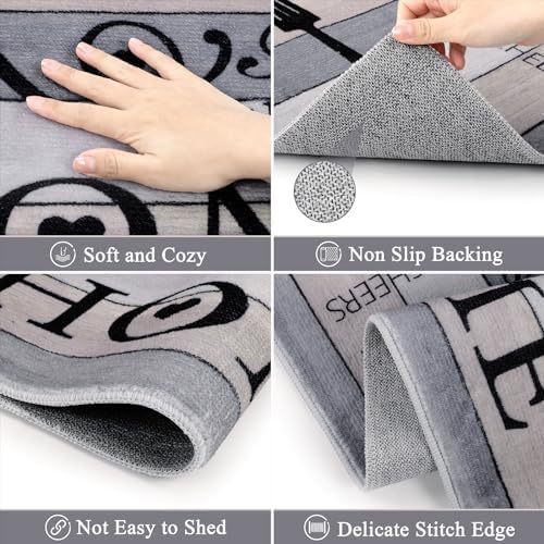 Vaukki Boho Kitchen Rug Sets 3 Piece,Grey Beige Washable Kitchen Floor Mat - Image 4