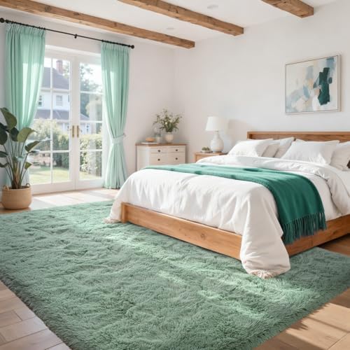 4x6 Rug Sage Green Area Rugs for Nursery Bedroom, Plush Soft Grass Fluffy Living Room Carpet for Kids Teens Home Decor Aesthetic - Image 2