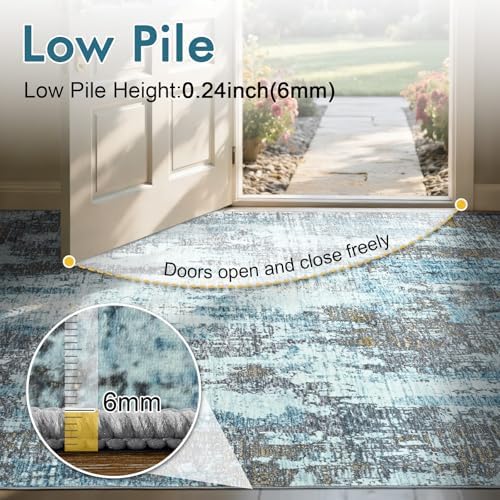 6x9 Ft Area Rugs for Living Room, Soft Non-Slip Washable Rugs Modern Abstract Pattern Carpet for Bedroom Indoor Floor Nursery Home Decor (Blue) - Image 6