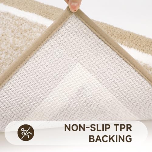 Pauwer Bathroom Rug Sets 3 Piece, Non Slip Washable Bath Ma, Beige - Image 5
