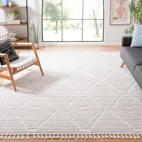 SAFAVIEH Marrakesh Collection Area Rug - 11' Square, Beige, Moroccan Trellis Design with Tassel Detail, Non-Shedding & Easy to Clean, Ideal for Living Room, Bedroom, Dining Space (MRK517C) by Unknown