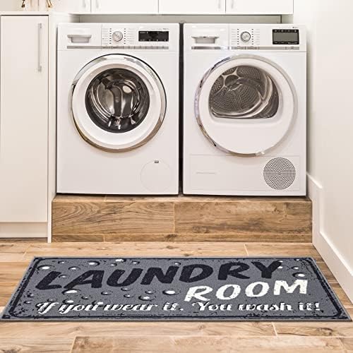 Ottomanson 20" x 59" Laundry Room Rug - Non-Slip Mat for Laundry & Mudroom - Durable, Stain-Resistant, and Easy to Clean - Perfect for High-Traffic Areas - Runner Rug for Entryway Bathroom, Gray by Ottomanson