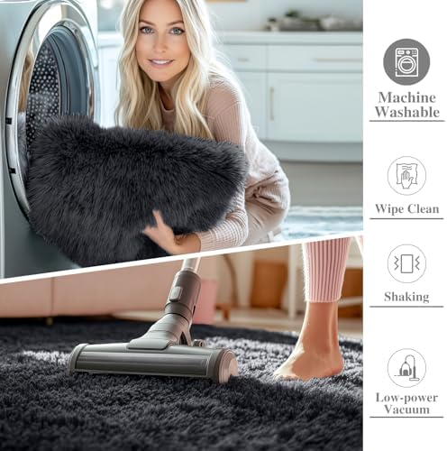 OLANLY 3x12 Machine Washable Runner Rugs for Hallway, Soft Fluffy Shaggy Bedside Rugs for Bedroom, Living Room, Indoor Floor Carpet for Kids Girls and Boys, Nursery Rooms, Home Decor Aesthetic, Black - Image 2
