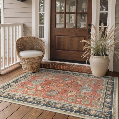 GENIMO Indoor Outdoor Rug, Washable for Patio and Deck, Rust Blue, 3x5 - Image 6