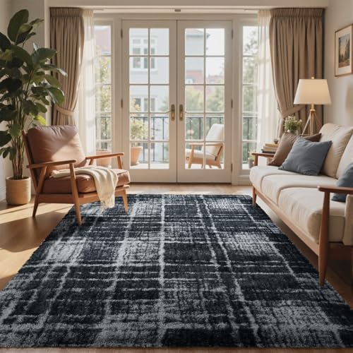 5x7 Ft Large Shag Rugs for Bedroom Living Room, Tie Dyed Ultra Soft Fluffy Furry Area Rug for Indoor Floor, Aesthetic Carpet for Home Decor (Grey) - Image 2