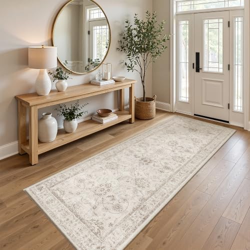 Madane Runner Rug 3x8 for Hallway, Kitchen Non-Slip Runner Rug Brown/Ivory - Image 3