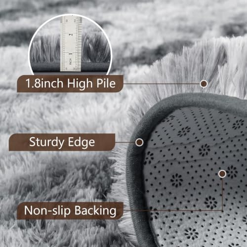 Noahas 2x8 Grey Fluffy Soft Runner Rug Non-Slip for Bedroom Dorm Hallway - Image 6