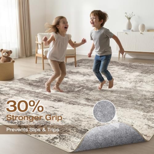 LOONGRUG 6x9 Area Rug Washable Neutral Modern Rug for Living Room Mocha - Image 3