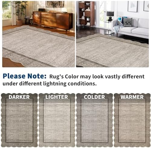 GarveeHome Scalloped Washable Rugs for Entryway 3x5 Rug Non-Slip, Brown - Image 7