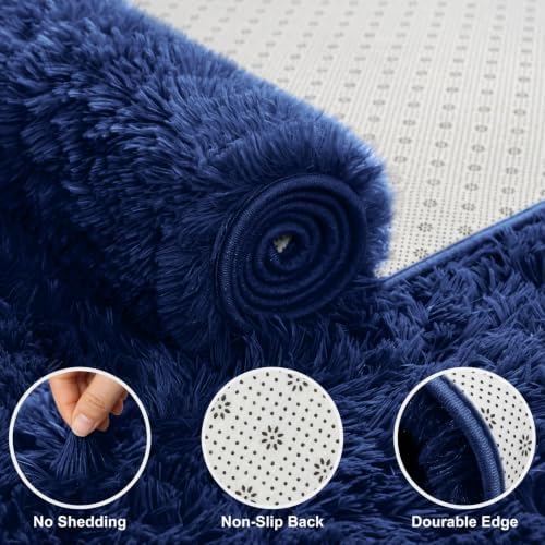 Shag Area Rugs for Bedroom Living Room,Ultra Soft Fluffy Area Rugs for Dorm,Indoor Carpet Plush Rugs for Living Room Home Decor (Blue, 8x10 Feet) - Image 4
