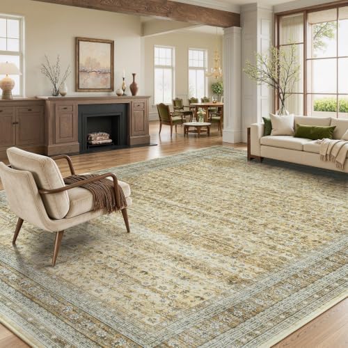 8x10 Area Rugs for Living Room Bedroom, Washable Vintage Boho Beige - Image 2
