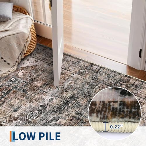 GarveeHome Vintage Area Rug 4x6 Brown Washable Rugs for Living Room - Image 6