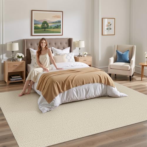 Valenrug 6x9 Area Rugs, High Low Pile Washable Rugs for Living Room, Beige - Image 3
