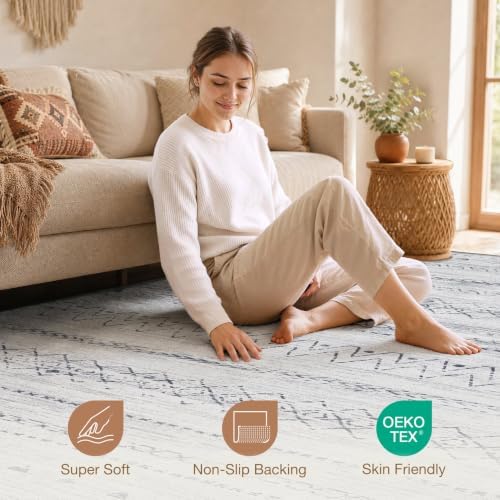 cotiled 6x9 Area Rugs for Living Room: Boho Washable Rug for Dining Room - Image 4