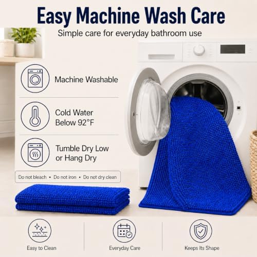 RUN HELIX Bath Rugs Non Slip Washable 2 Piece Non Slip Extra Absorbent Shaggy Chenille Bathroom Rugs and Mats Sets - Image 4