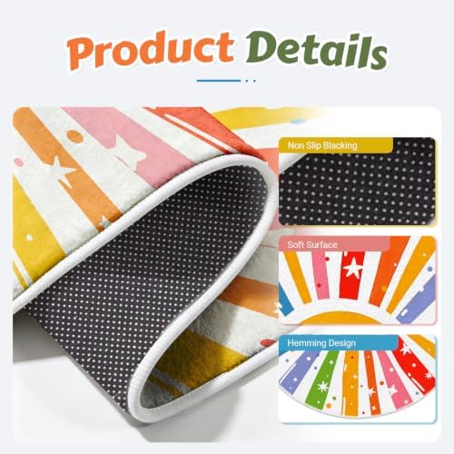 Sun Round Kid Rug, Colorful Soft Washable Non Slip Carpet for Kids Room - Image 4
