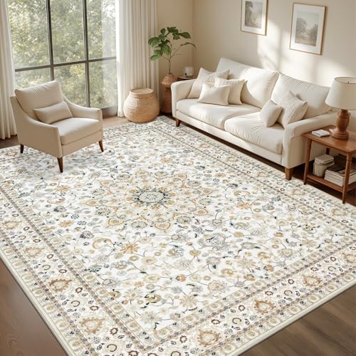3x5 Area Rugs Living Room: Washable Vintage Rug for Bedroom Beige - Image 2