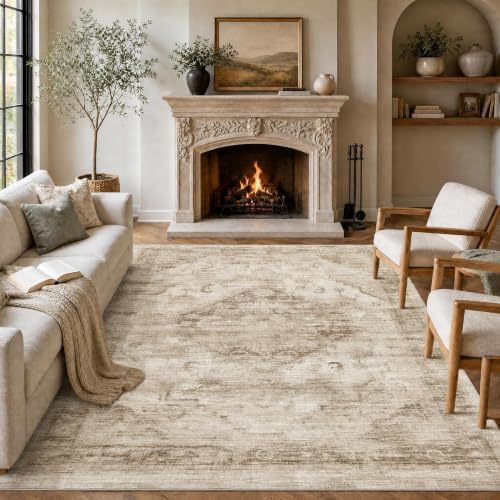 Garvee Beige Boho Washable 5x7 Area Rug for Bedroom Living Room by Garvee